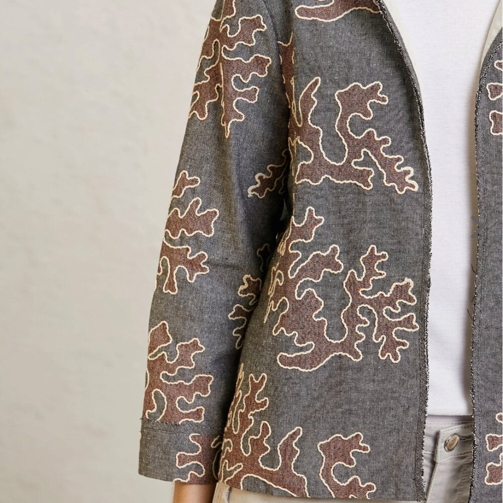 Embroidered Crew Neck Jacket - Picture 6 of 13